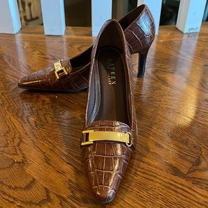 Brown Faux Crocodile RL Heels 🐊